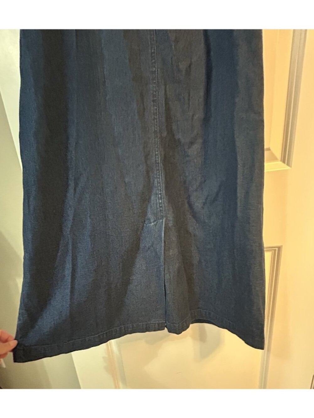 Vintage Christmas Dress Size Petite Medium Jean Denim Embroidered Midi Tacky Fun - Picture 13 of 13